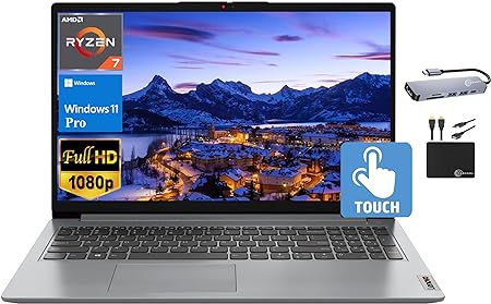 Lenovo IdeaPad 2024 Newest Laptop, 15.6" FHD IPS Touchscreen, 8-Core AMD Ryzen 7 5700U (Beat i7-1180G7), 16GB RAM, 512GB SSD, Radeon Graphics, Webcam,WiFi 6, Long Battery, Win 11 Pro MarxsolAccessory