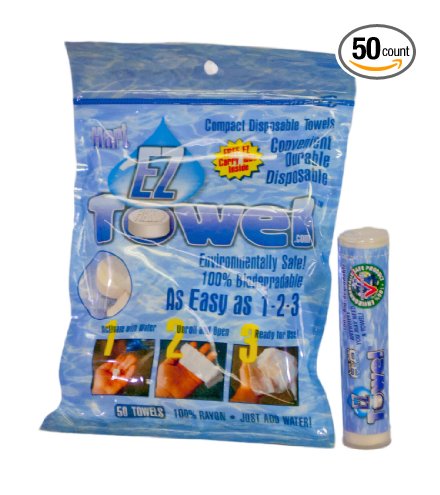 EZ Towel with New Durable Tube and Packaging, 50 Pieces