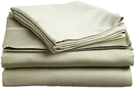 Solid Sage 300 Thread Count Twin Extra Long size Sheet Set 100% Cotton 4pc Bed Sheet set (Deep Pocket) By sheetsnthings