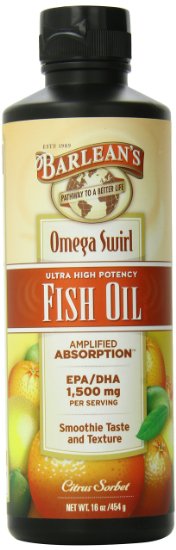 Barlean's Ultra High Potency Fish Omega Swirl, Citrus Sorbet, 16 Ounce