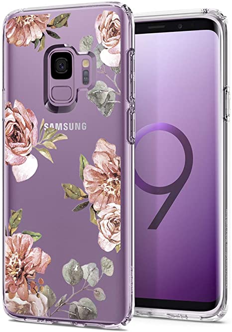 Samsung Galaxy S9 Case, Spigen [Liquid Crystal] Galaxy S9 Case with Light but Durable Flexible Clear TPU Protection for Samsung Galaxy S9 (2018) - Blossom Flower (flowers pattern) - 592CS22829