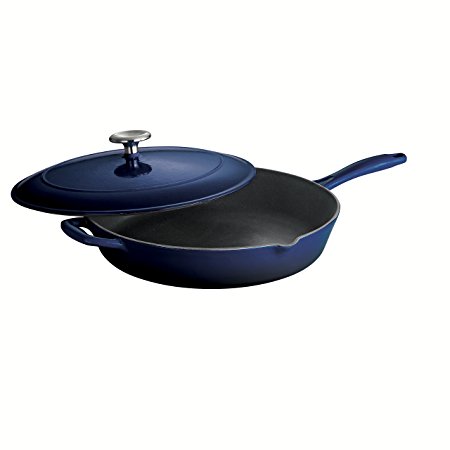 Tramontina Enameled Cast Iron Covered Skillet, 12-Inch, Gradated Cobalt