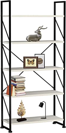 Maxiii Bookshelf Storage Rack, Modern Bookshelves, Industrial Pipe Bookcase for Office Wall Kitchen Bathroom Living Room, White