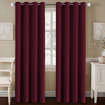 H.VERSAILTEX Blackout Thermal Insulated Room Darkening Winow Treatment Extra Long Curtains/Drapes,Grommet Panels (Set of 2,52 by 108 - Inch,Burgundy)