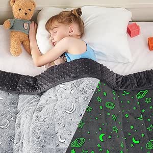 yescool Weighted Blanket 3 Pounds Weighted Lap Blanket, Glow in The Dark Star Heavy Blanket for Sleeping, Washable Warm Minky Weighted Throw Blanket for 20-40lbs,36"x48"