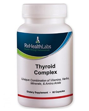 Thyroid Support Supplement Complex by Rx Health Labs - A complete energy blend of the best Vitamin B12, Iodine, Zinc, Selenium, Ashwagandha Root, Copper, L-Tyrosine to aid as thyroid helper - 60 Day Supply - Thyroid Support Capsules