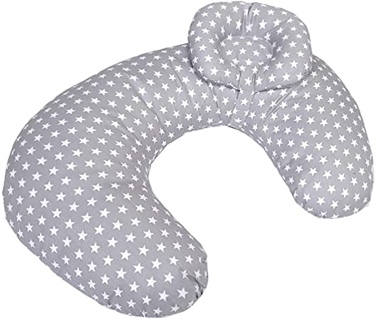 Luchild Nursing Pillow, Breastfeeding Multifunctional Pillow with Detachable Headrest Removable Cover Baby Head Support, Feeding Pillow - Star
