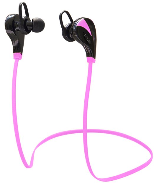 WAAV Runner Wireless Bluetooth Headphones w/ Mic [ Sports / Running / Gym / Exercise/ Sweatproof ] Earbuds Headset Earphones for iPhone 6, 6 Plus, 5 5c 5s 4 Apple Watch and Android (Pink)