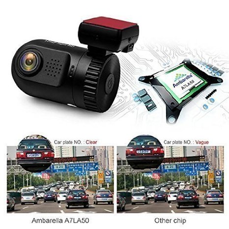 Generic Mini 0805 Dash Cam Ambarella A7LA50 Chip Super Hd 1296p Car Video Recorder with 8gb Storage Card