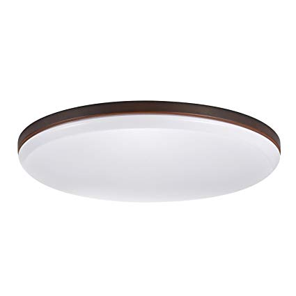 Globe Electric 65596 Ellington Ultra Slim LED Integrated Flush Mount, Dark Bronze with Frosted Shade