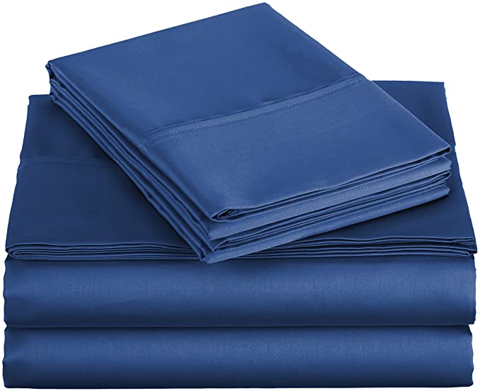 AmazonBasics 400 Thread Count Sheet Set, Cal King, Navy