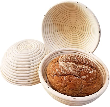 9 Inch Round Proofing Basket Natural Rattan Banneton Brotform Bread Rising bowl with Linen Liner Cloth for Sourdough Lame Baking Bowl Dough Artisan & Home Bakers (Round)