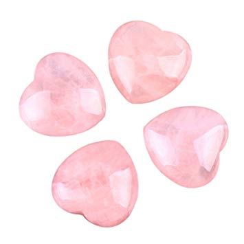 rockcloud Healing Crystal Natural Rose Quartz Heart Love Carved Palm Worry Stone Chakra Reiki Balancing 0.8" Mini Size(Pack of 4)