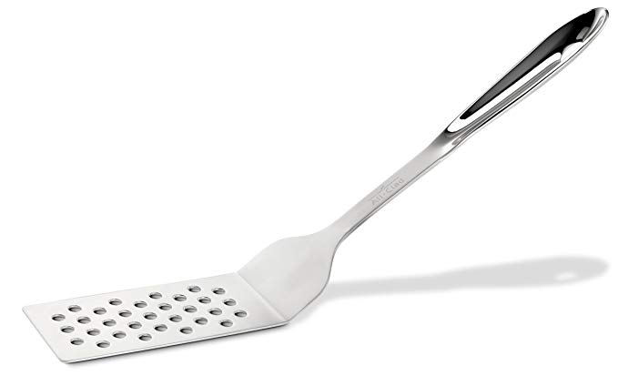 All-Clad T107 Stainless Steel Large Slotted Turner Kitchen Tool, 14.5-Inch, Silver