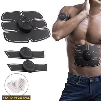 ABS Muscle Toner, Portable Easy Muscle Toning Belt Wireless Body Arm Leg Back Abdomen Fitness Muscle Trainer Gym Home Office Workout Equipment for Men Women With Extra 10 Gel Pads as Bonus