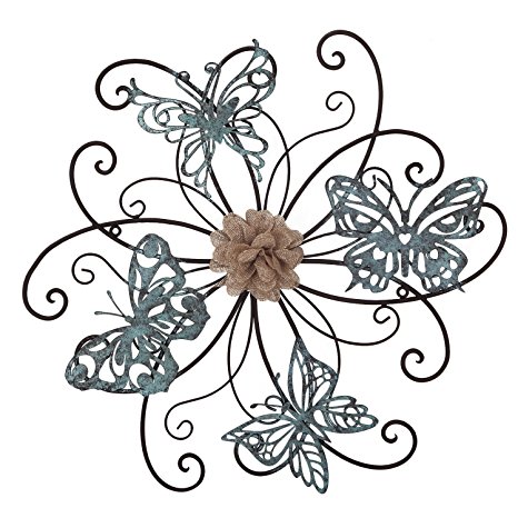 Home's Art Flower and Butterfly Urban Design Metal Wall Decor for Nature Home Art Decoration & Kitchen Gifts