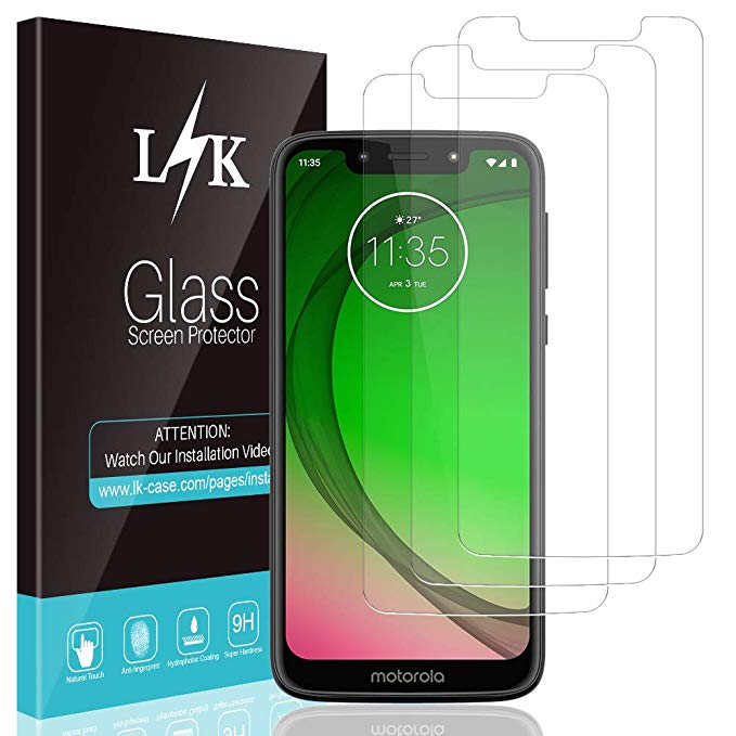 L K 3 Pack Screen Protector for Motorola G7 Play, Tempered Glass Moto G7 Play [9H Hardness] [Scratch Resistance] [Case Friendly] [Lifetime Replacement Warranty] Screen Protective Film