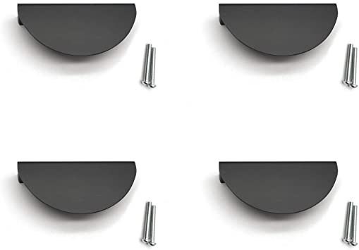 Half Moon Pulls,4-Pack,Susenya Black Drawer Pulls 2.52" Hole Centers(C to C) with Screws Door Pull Handle Space Aluminum Semicircle Pull