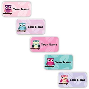 Personalized Waterproof No-Sew Laundry Safe Stick-on Labels for Clothing (Owls Theme)