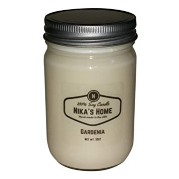 Nika's Home Gardenia Soy Candle - 12oz Mason Jar