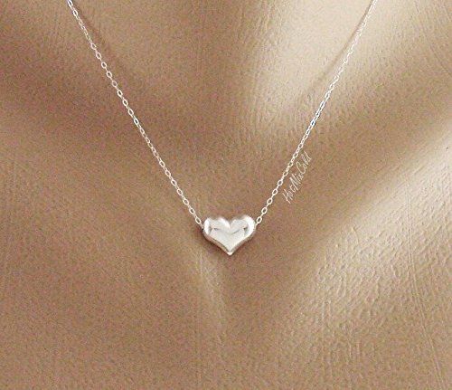 Dainty Puffy Heart Necklace, Silver Heart Jewelry, Simple Everyday Jewelry, Affordable Bridesmaid Gifts