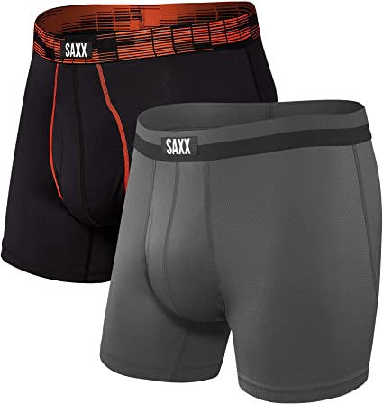 SAXX Men's Underwear SPORT MESH Boxer Briefs with Built-In BallPark Pouch Support – Workout Boxer Briefs, Pack of 2