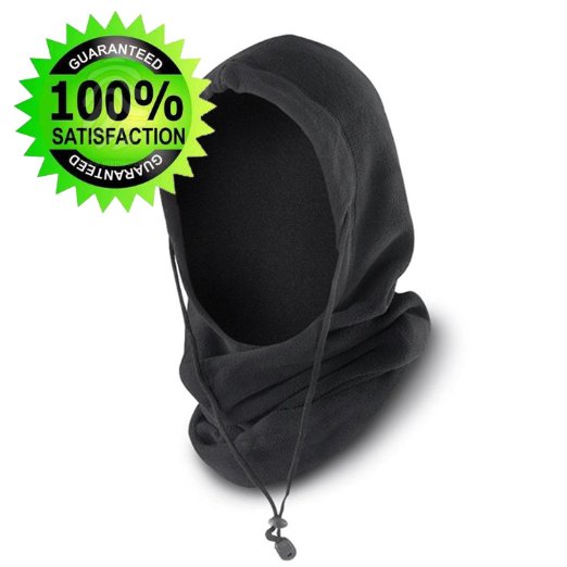 Balaclava - Durable 6-in-1 Multi-Purpose Winter Hat  Hood Best Thermal Insulated Windproof Face Mask- Black Heavyweight Fleece for Ultimate Outdoor Protection on Your Motorcycle Snowmobile or Skis-100 Satisfaction Guaranteed