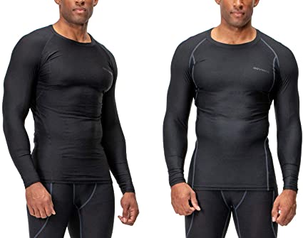 DEVOPS 2~3 Pack Men's Athletic Long Sleeve Compression Shirts