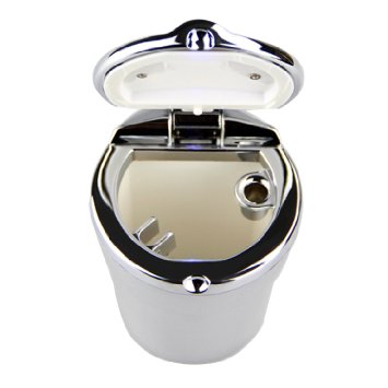 VIMVIP Portable Stainless Auto Car Cigarette Ashtray Ash with Blue LED Light Smokeless Stand Cylinder Cup Holder