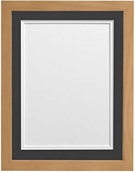 FRAMES BY POST H7 Picture, Photo and Poster Frame, Wood with Plastic Glass, Beech with Black and White Double Mount, 30 x 20 Inch Image Size A2
