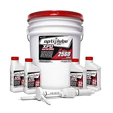 Opti-Lube XPD Formula Diesel Fuel Additive: 5 Gallon Pail with Accessories (1 Hand Pump & 4 Empty 8oz bottles) Treats up to 2,560 Gallons
