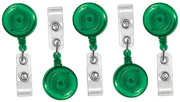 25 Pack - Translucent Retractable ID Badge Reels with Alligator Swivel Pinch Clip by Specialist ID (Green)