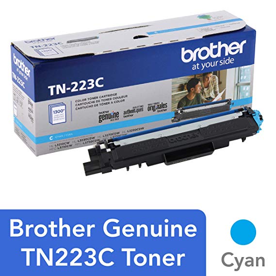 Brother Genuine TN223C, Standard Yield Toner Cartridge, Replacement Cyan Toner, Page Yield Up to 1,300 Pages, TN223, Amazon Dash Replenishment Cartridge