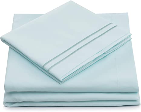 Cosy House Collection 1500 Series - Queen Size Sheet Set - 6 PC - Deep Pocket Bed Sheets - Hypoallergenic - Luxury Queen Size Bedding Bundle (Queen, Baby Blue)