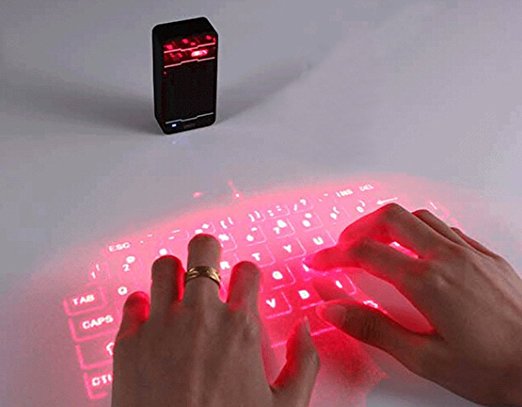ESupFly Portable Virtual Laser keyboard & Mouse Wireless Bluetooth Laser Projection Projected Keyboard for Apple iPhone, iPad, Samsung, Android Smart Phones and Tablets, Laptops, PC, Computers (Black)