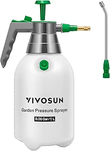 VIVOSUN Handheld Garden Sprayer, 1L Pump Sprayer, 34oz Water Spray Bottle with Safety Valve, Adjustable Nozzle, Extended Spray Rod & Additional Seals, Ideal for Watering, Fertilizing, Cleaning