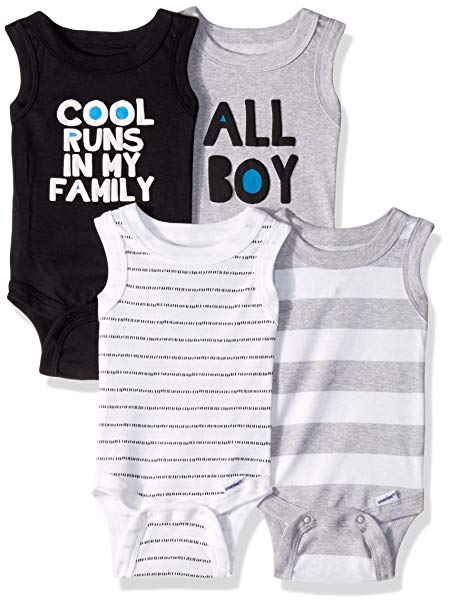 Gerber Baby Boys 4-Pack Sleeveless Onesies Bodysuit