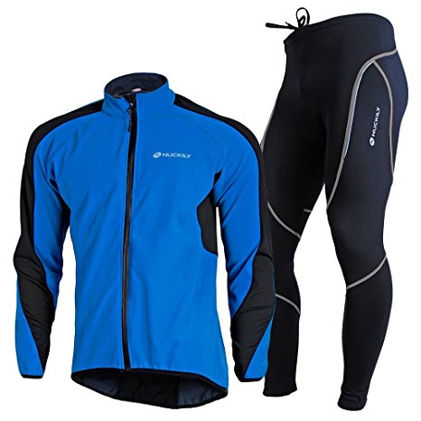 NUCKILY Men's Waterproof Windproof Riding Composite Fleece Jacket Set