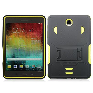 iRhino® For 2015 Samsung Galaxy Tab A 8.0" / 8-inch (SM-T350) Heavy Duty Armor Rugged Hybrid Kickstand Protective Cover Case (Black on Yellow)