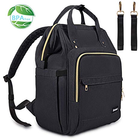 Diaper Bag, Multi-Functional Blusmart Baby Changing Bag, Stylish & Durable Waterproof Nappy Backpack with Wide Opening, Large Capacity, and Stroller Straps for Mom & Dad, Picnic, and Travel-Black