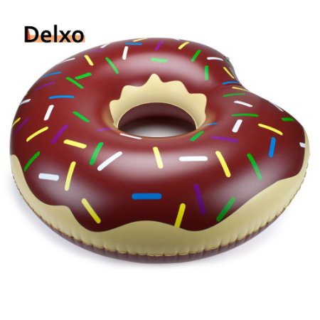 Delxo Chocolate Donut Pool Float 48 Inches High Quality Pool Floats Toy Raft-Brown