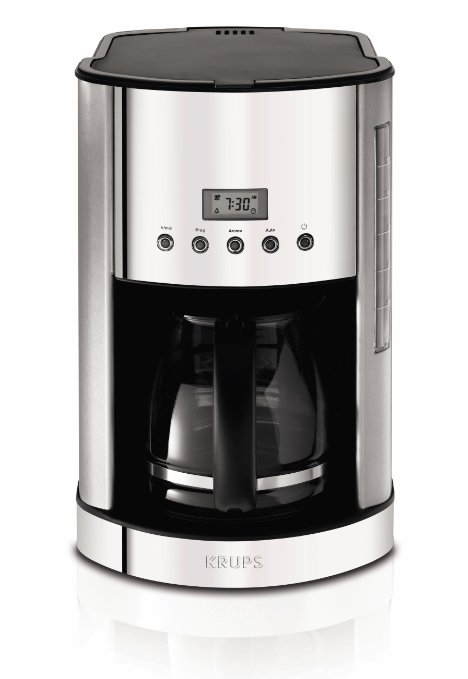 KRUPS KM730D Breakfast Set Coffee Maker Machine with Brushed and Chrome Stainless Steel Housing, 12-Cup, Silver