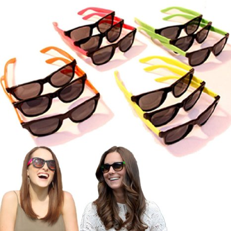 Dazzling Toys 24 Pairs Neon 80's Wayfarer Sunglasses Kids Teen Party Favors