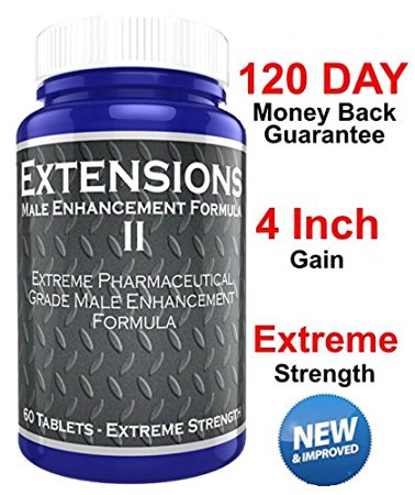 Testosterone Boosting Male Penis Enlarger Thicker Longer Bigger 4" Inch Growth Enlargement Pills Increase Size, Stamina, and Energy Extensions II Improved Formula