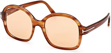 Tom Ford Sunglasses FT 1034 Hanley 45E Shiny Transparent Amber, t Logo/Brown