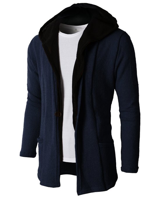 H2H Mens Hoodie Cardigan Sweater With Two Tone Color Hoodie NAVY US M/Asia L (KMOCAL074)