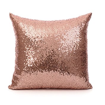 18 Inch (45 cm) Europe Luxurious Sequin Pillow Cushion Cover Pillow Case (Rose Gold)