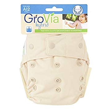 GroVia Reusable Hybrid Baby Cloth Diaper Snap Shell (Vanilla)