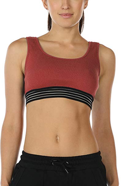 icyzone Cotton Sports Bras Women - Activewear Workout Yoga Crop Tank Tops Exercise Gym Fitness Racerback Bra