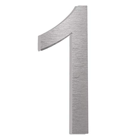 Modern House Numbers 5-Inch, Elegant Floating Appearance with Brushed Nickel Finish,Solid 304 Stainless Steel Address Number (Number 1)